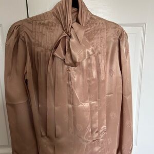 Satin Blouse with Bow Tie